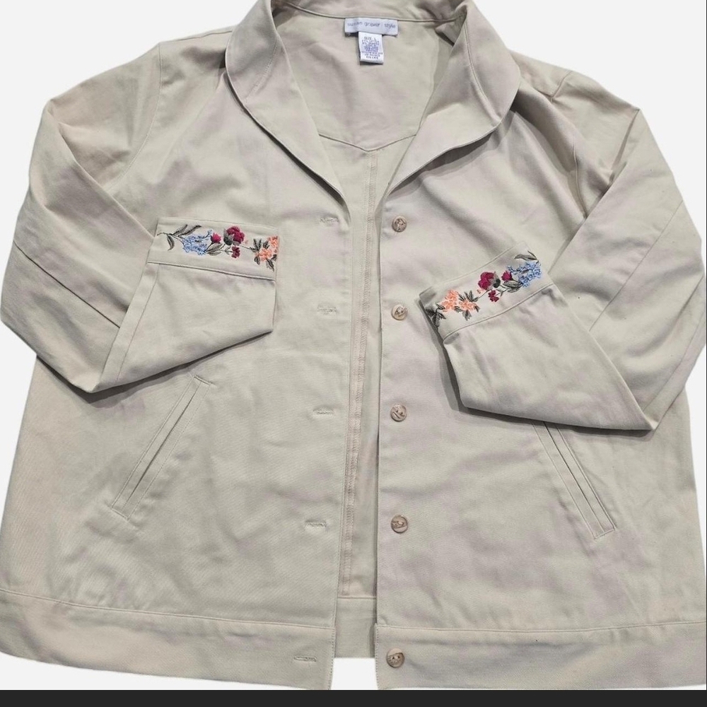 Susan Graver Beige Cotton Jacket